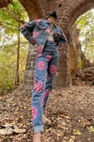 Handpainted Vintage Floral Denim Jeans