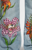 Handpainted Tiger-Flower Jeans