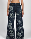 Handpainted Paisley Denim Jeans