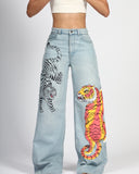 Handpainted Tiger Jeans #03