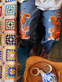 Handpainted Tiger Denim Jeans