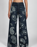 Handpainted Paisley Denim Jeans
