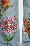 Handpainted Tiger-Flower Jeans