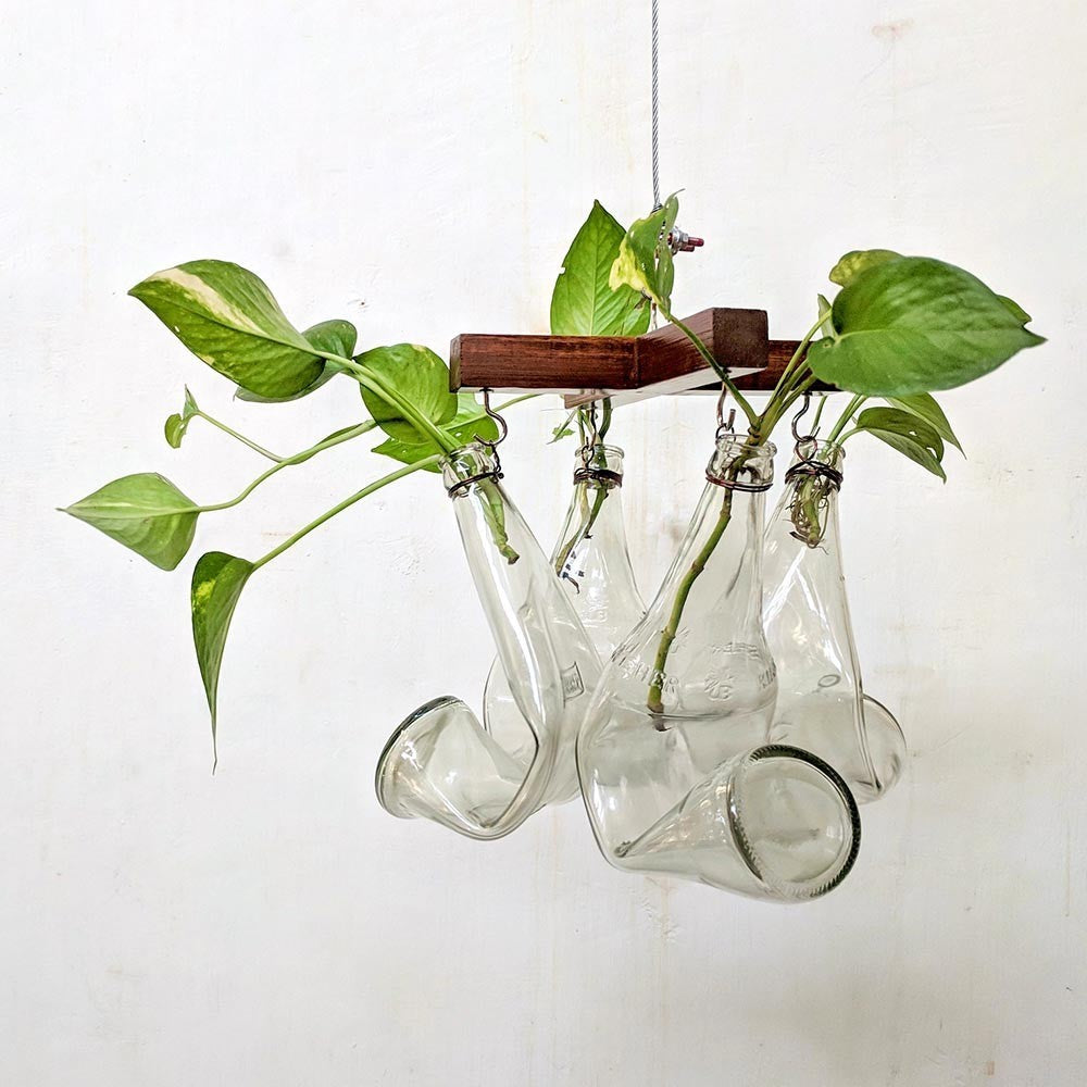 Upcycled Glass Bottle Chandelier